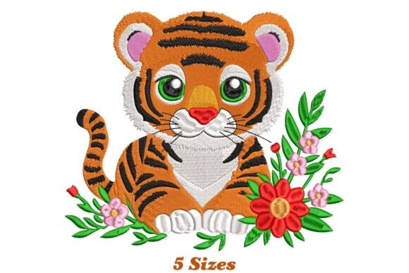 Tiger: A Whimsical Floral Embroidery Design for Meaningful Gifts